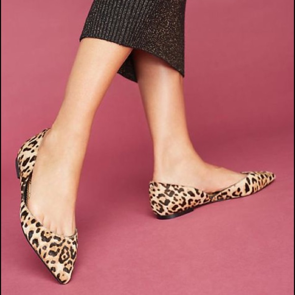 Sam Edelman Leopard Print Calf Hair Pointed Toe Rodney D’orsay Flats